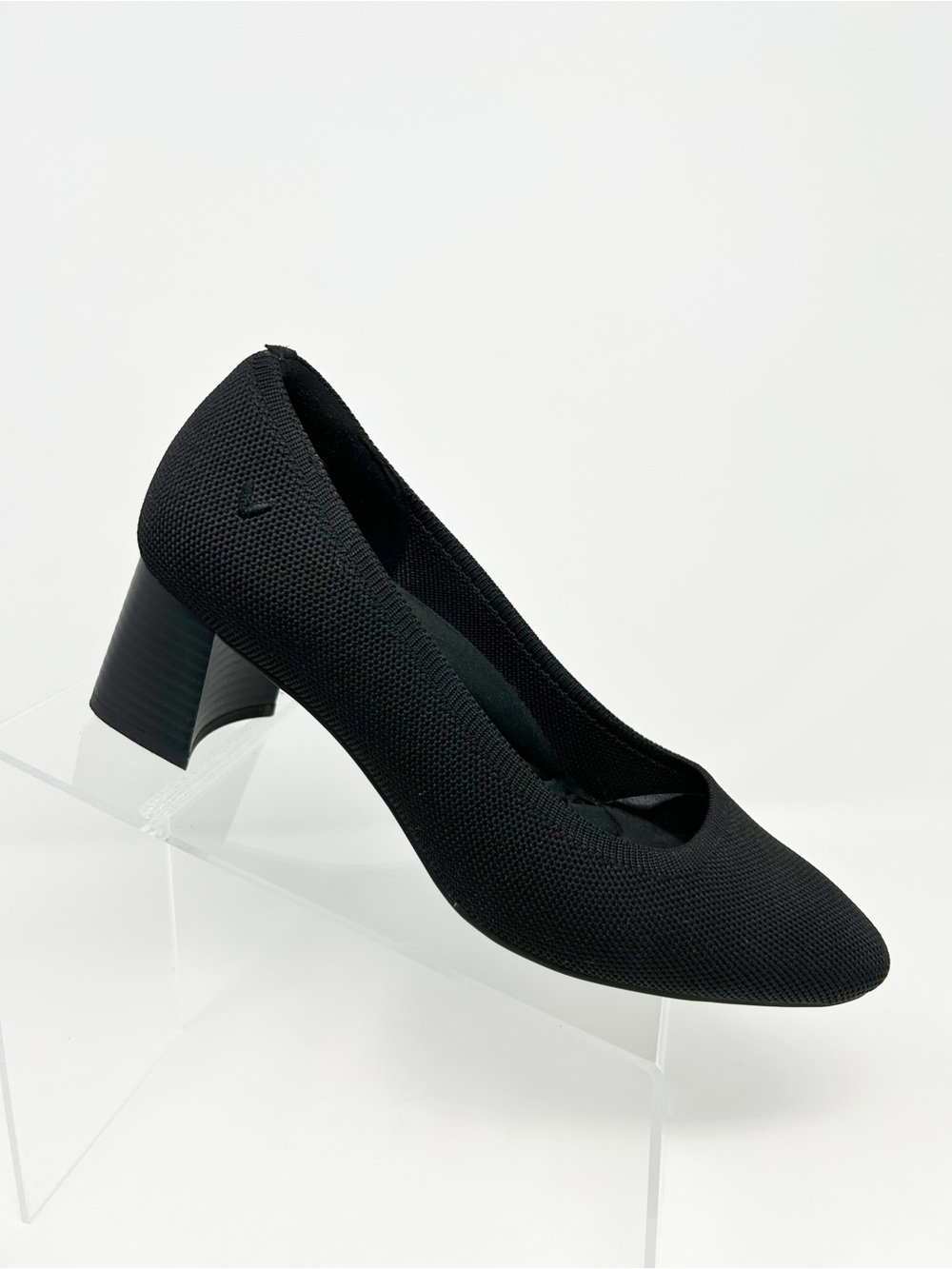 VIVAIA Womens Pumps Black Knit Pointed Toe Chunky Block Heel Slip-On Size 39